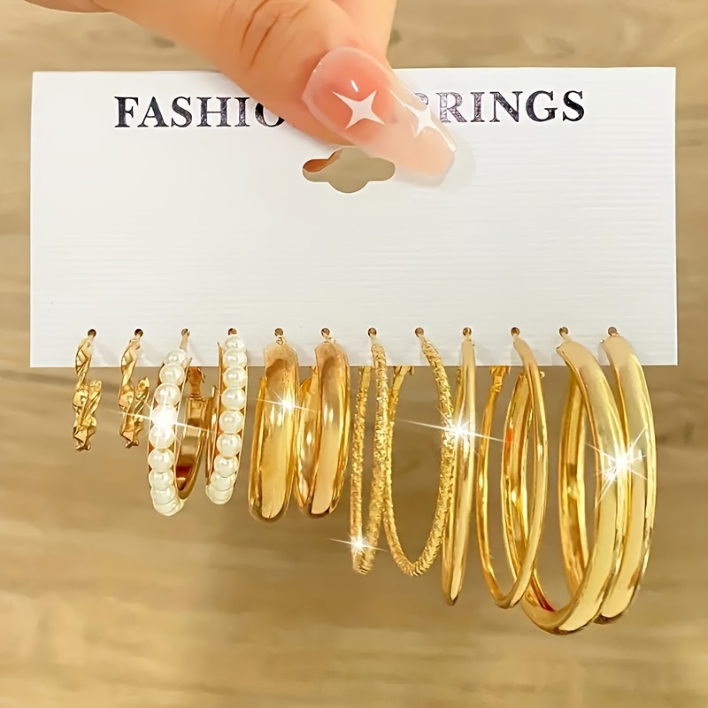 36pc Hoop Earrings for Women with Rhinestone Accents
